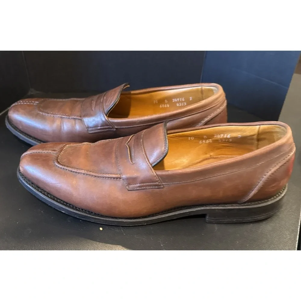 Allen Edmonds Glasgow Mens Size 10 B Dress Penny Loafers Brown Leather Shoes USA